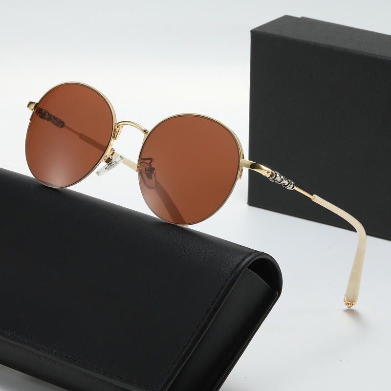 Damen runde Sonnenbrille mit elegantem Metallrahmen und komfortablen Nasenpads Karnz