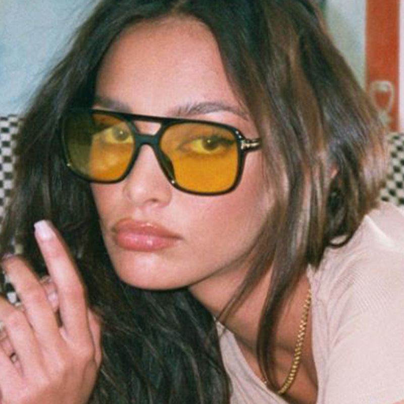Damen elegante geometrische Sonnenbrille mit stilvollem Rahmen Karnz