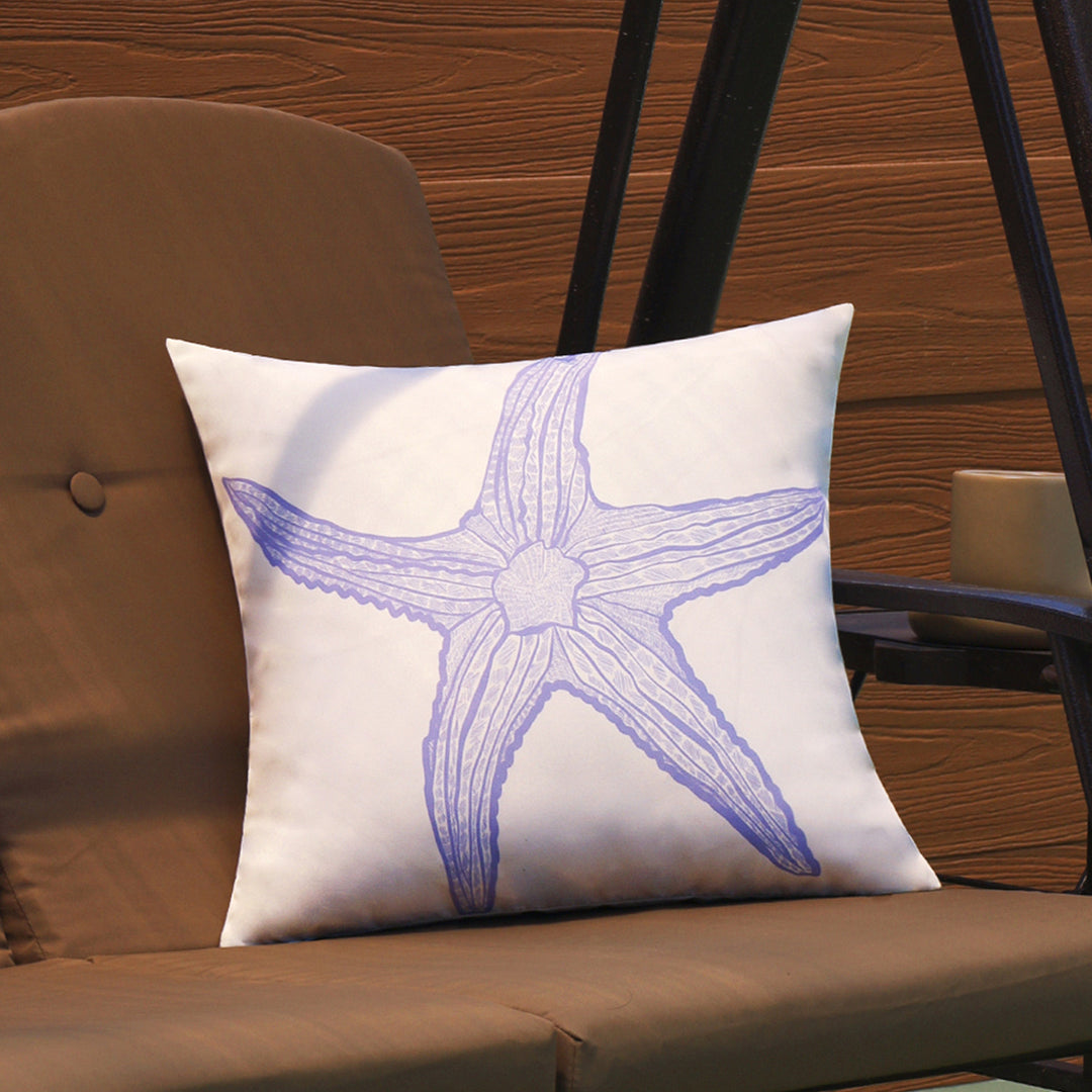 Quadratischer Dekorativer Kissenbezug mit maritimem Seestern‑Print aus pflegeleichtem Polyester Karnz