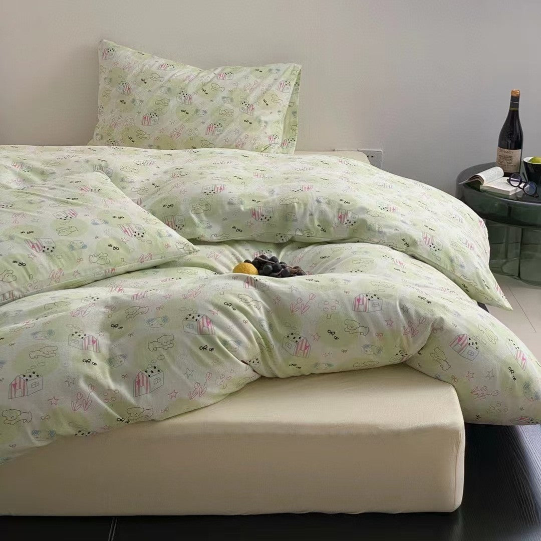Bettwäsche-Set aus Baumwollsatin mit niedlichem Pastell-Motiv