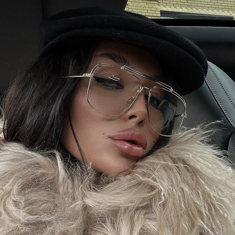 Damen elegante quadratische Sonnenbrille mit goldenen Akzenten Karnz