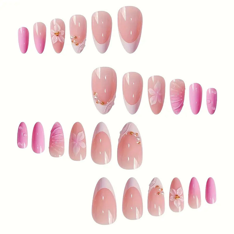 Künstlerisches Florales Design Press-On Nagelset Karnz