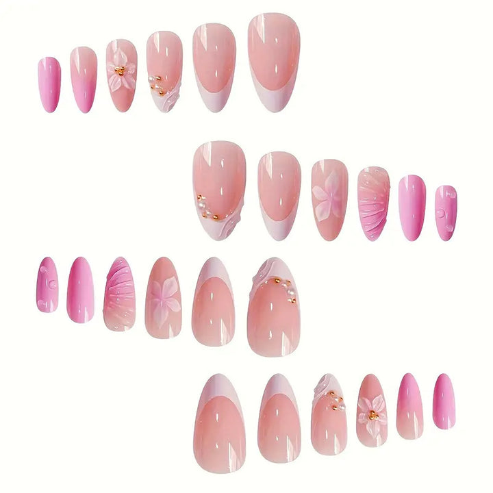 Künstlerisches Florales Design Press-On Nagelset Karnz