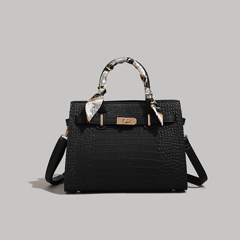 Strukturierte Krokodil-Muster-Handtasche Karnz