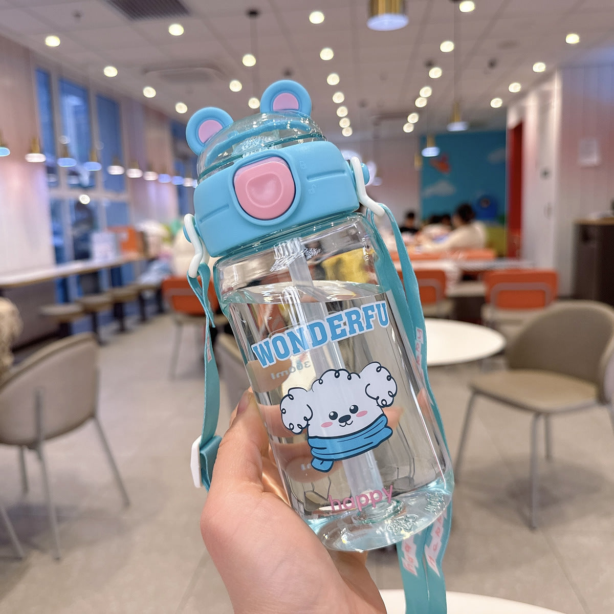 Damen Verspielte wasserfeste Trinkflasche mit Trageband Karnz