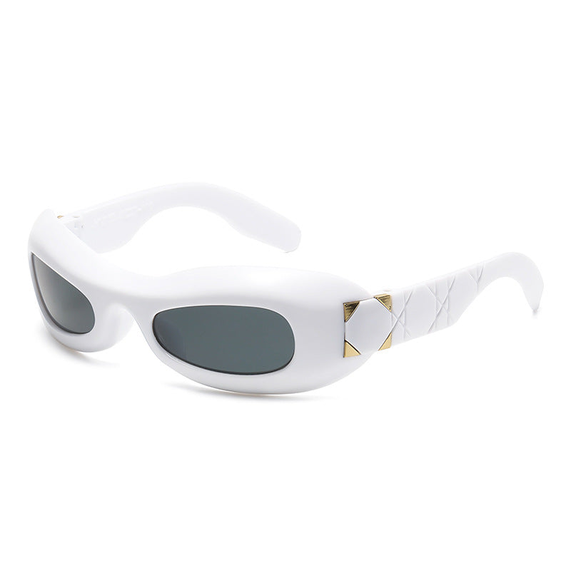 Damen futuristische Designer-Sonnenbrille mit innovativem Rahmen Karnz