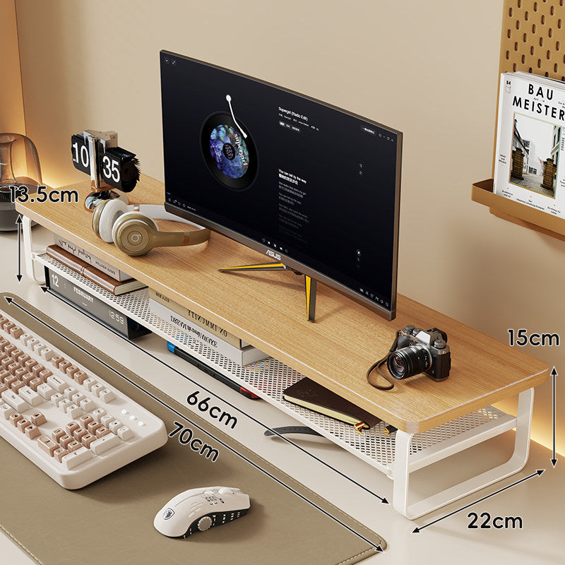 Erhöhter Desktop-Bildschirmständer mit Mesh-Unterregal-Organizer und Kabelmanagement