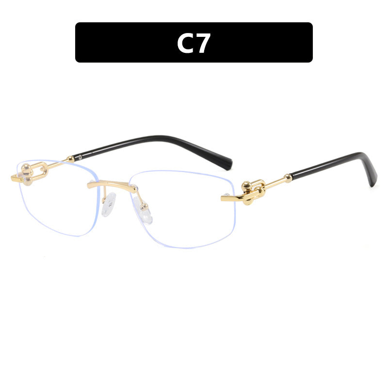 Damen elegante Halbgestell-Brille mit luxuriösem Metallrahmen und transparenten Gläsern Karnz