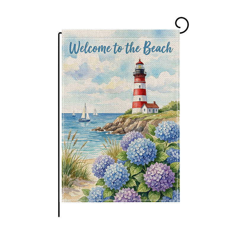 Aquarell Floral Willkommen Gartenflagge Doppelseitige Jute-Textur Outdoor Dekorative Gartenbanner