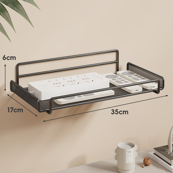 Wandmontierter Zwei-Ebenen Belüfteter Mesh Router und Power Strip Organizer