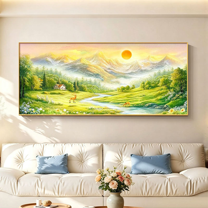 Gerahmtes Beruhigendes Natur Landschaft Kunstwerk