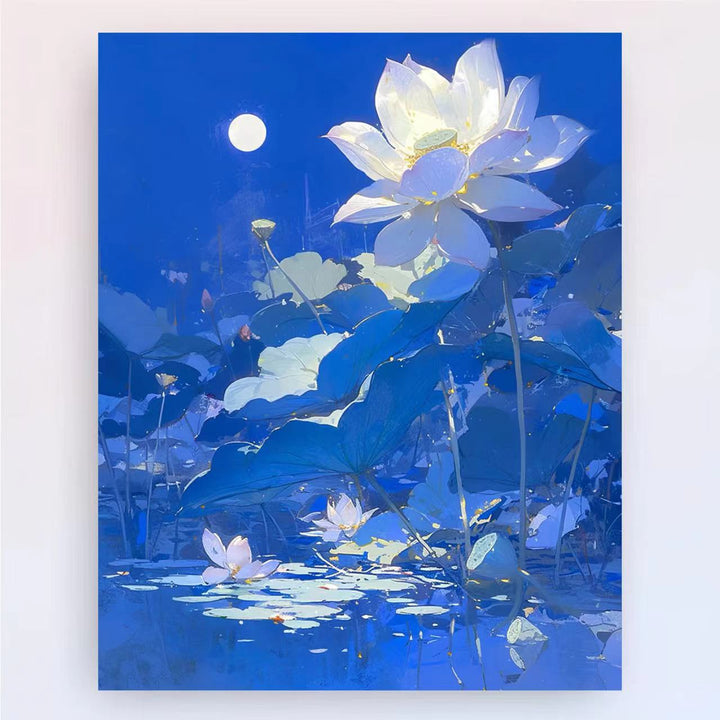 Zeitgenössischer Lotus-Blumen-Canvas-Kunstdruck Karnz