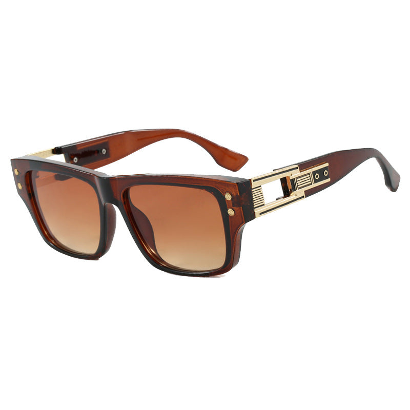 Damen modische quadratische Sonnenbrille mit eleganter goldener Zierstruktur Karnz