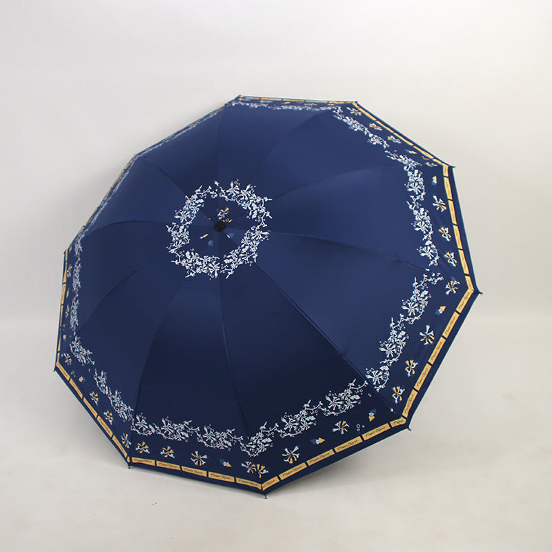 Damen Eleganter Falt-Regenschirm mit floralen Mustern Karnz