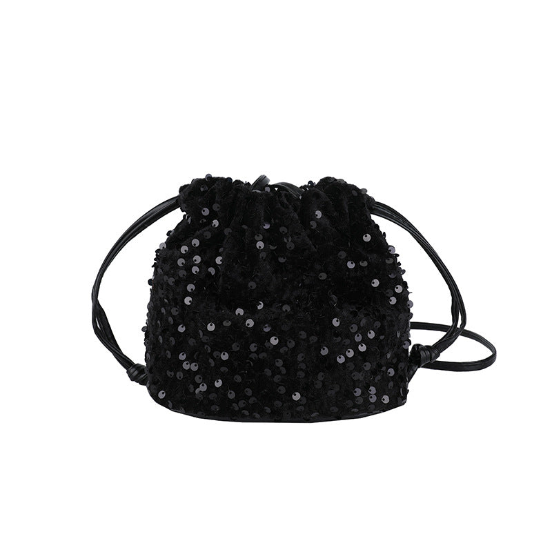 Glitzernde Pailletten Mini Tasche mit Kordelzug Karnz