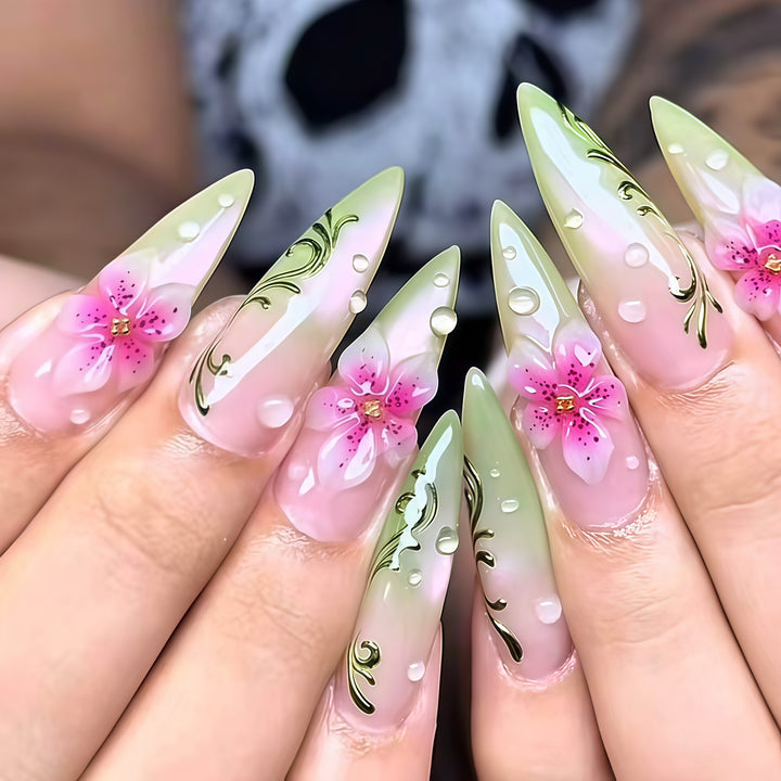 Elegante Stiletto Nagelkunst Verlängerungen Karnz
