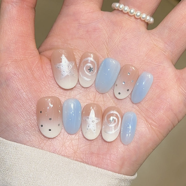 Künstliche Nagelspitzen Im Funkelnden Sternen-Design Karnz
