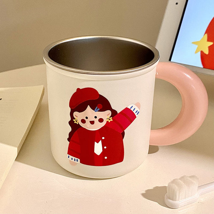 Edelstahl Kaffeebecher mit Fröhlichem Kindermotiv Karnz