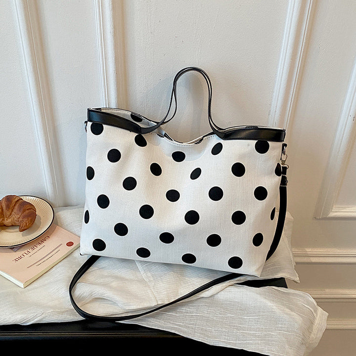 Punktedruck-Canvas-Shopper-Tasche