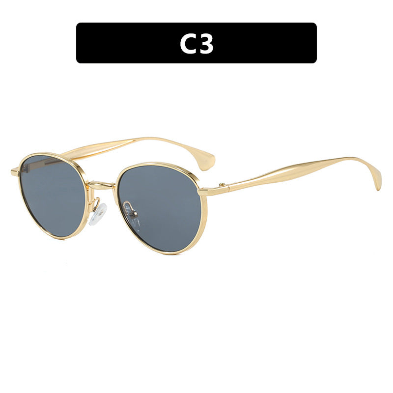 Damen runde Sonnenbrille mit elegantem Metallrahmen und UV-Schutz Karnz