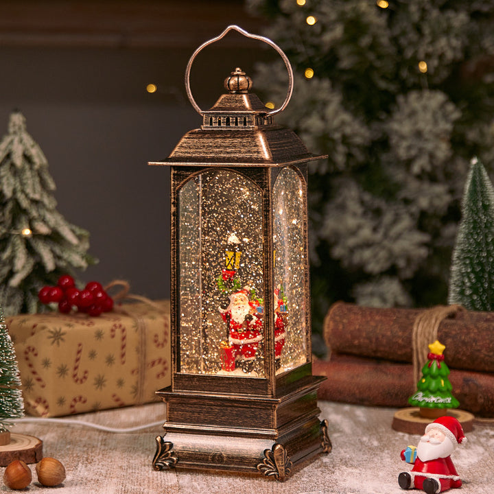 Beleuchtete Weihnachtslaterne mit Schnee- und Weihnachtsmotiv Karnz