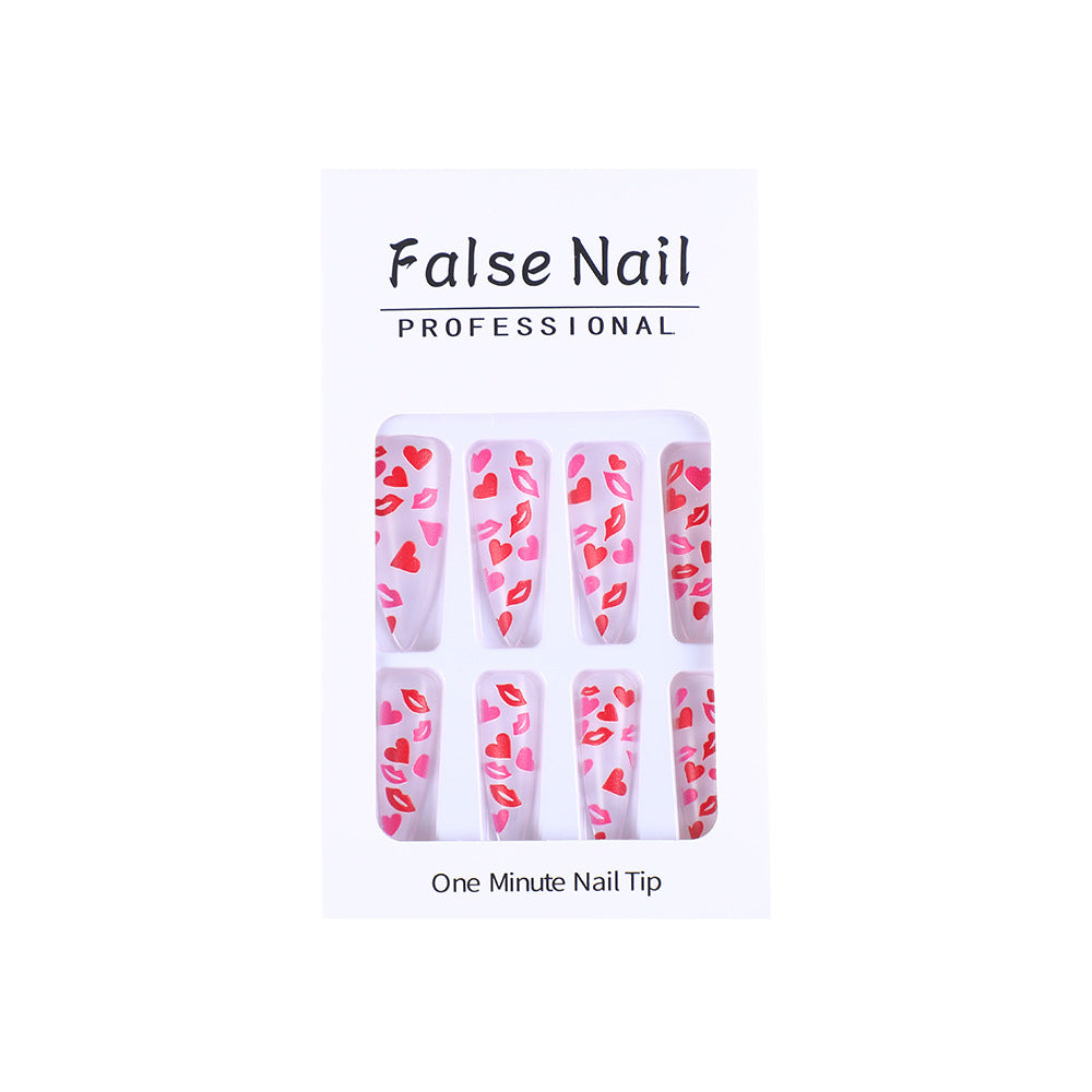 Künstliche Nagelspitzen mit Herzen Motiven Karnz