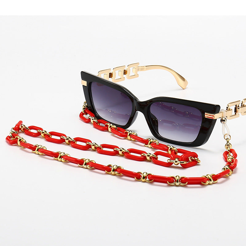 Fashion Cat-Eye Sonnenbrille mit eleganter Kette Karnz