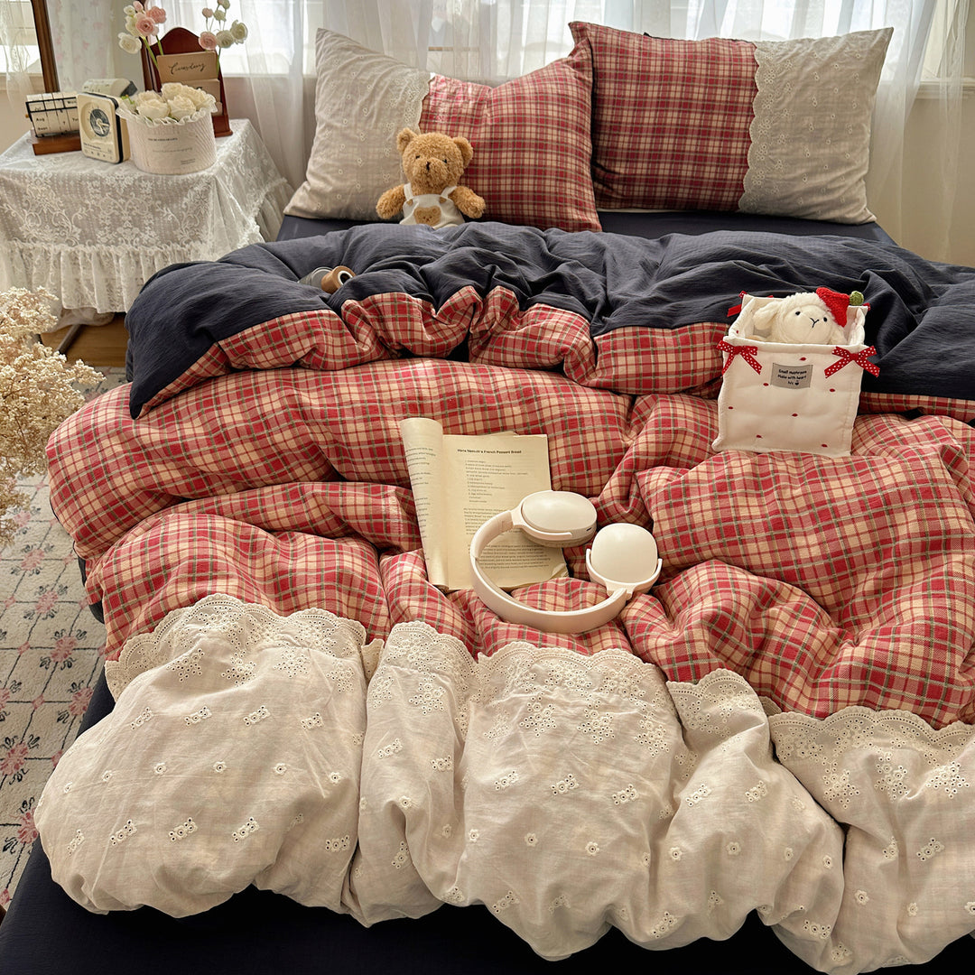 Gemütliches Karierte Bettwäsche Set