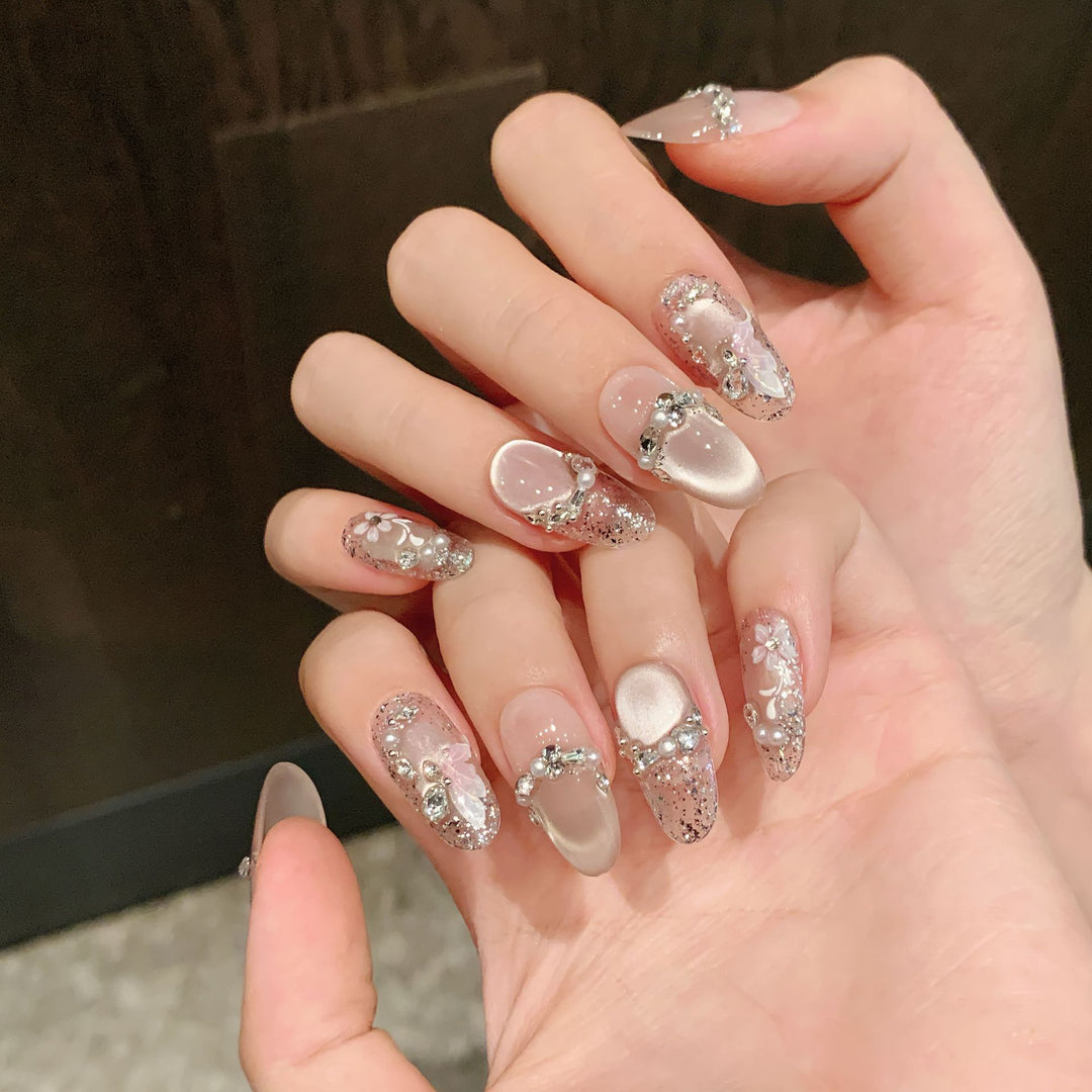 Strass-verzierte Press-On Nägel Set