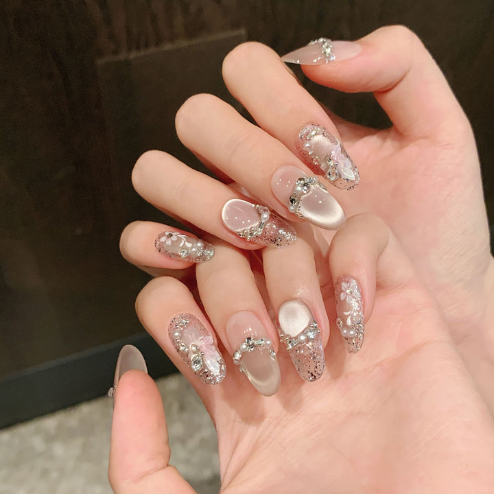 Strass-verzierte Press-On Nägel Set