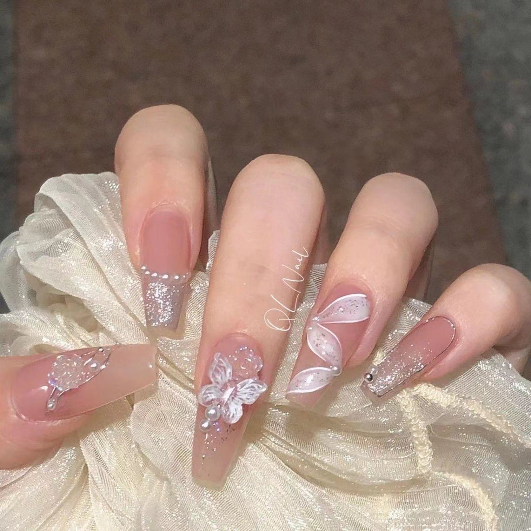 Künstlerisches Blumen-Design Press-On Nagelset Karnz