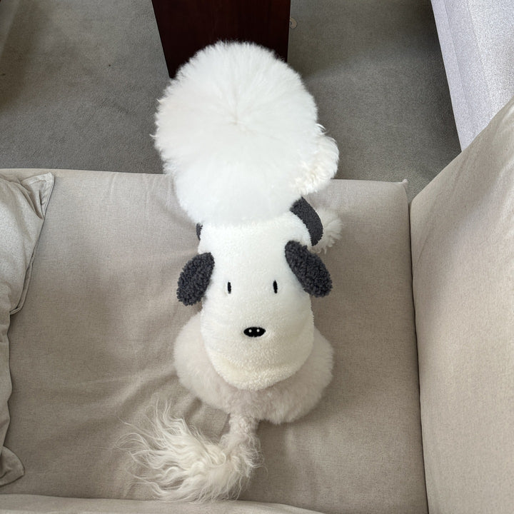 Plüsch Sherpa Hundepullover mit 3D-lockigen Ohren und gesticktem Gesicht