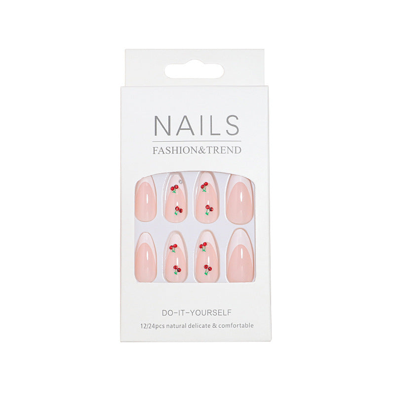Elegante Kirschblüten Press-On Nagelkunst Karnz
