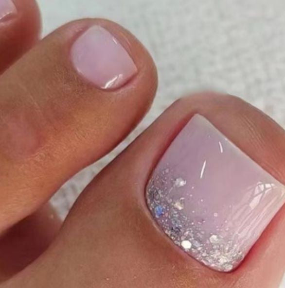 Elegante Glitzer Pediküre Nagelkunst Karnz
