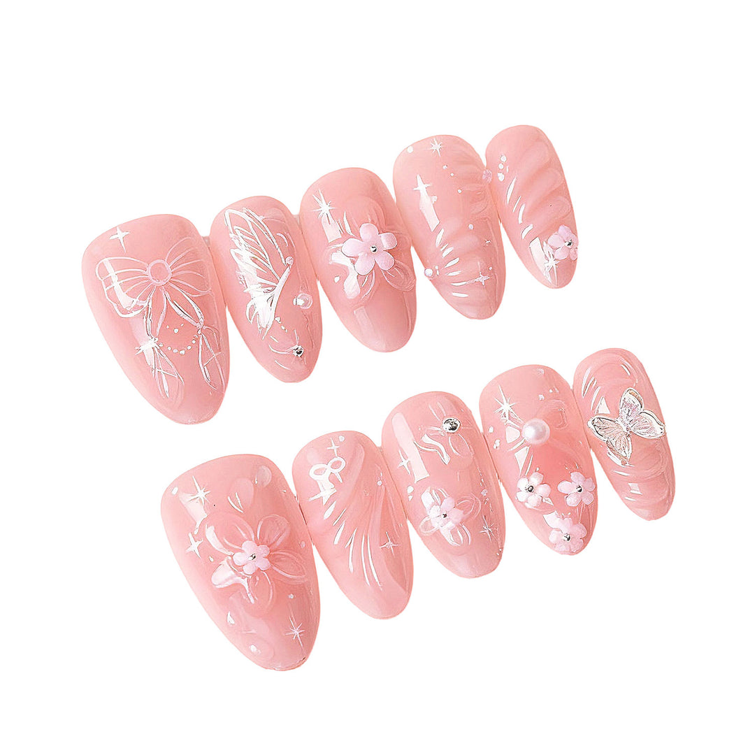 Dekorativer Floral Press-On Nagelkunst Set Karnz