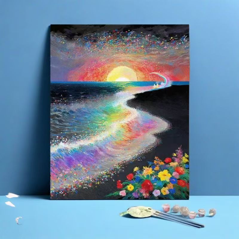Rainbow Ocean Landscape Art Print Karnz