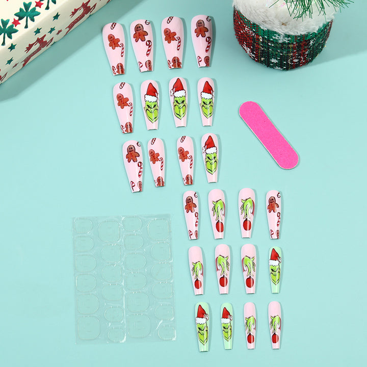 Künstliche Nagelspitzen mit festlichen Weihnachtsmotiven Karnz