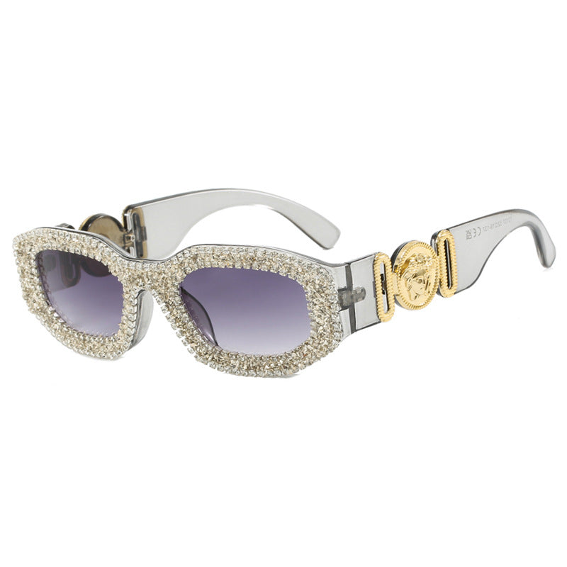 Damen extravagant gestaltete Sonnenbrille mit strassbesetztem Rahmen Karnz