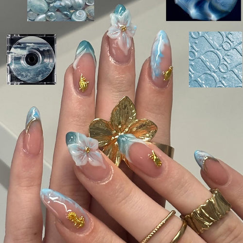 Dekorativer Press-On Nagelkunst Satz mit elegantem Blumenmuster Karnz