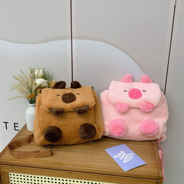 Plüsch Umhängetasche mit Tiermotiv und Schulterriemen Karnz