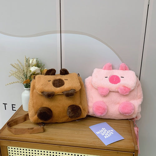 Plüsch Umhängetasche mit Tiermotiv und Schulterriemen Karnz