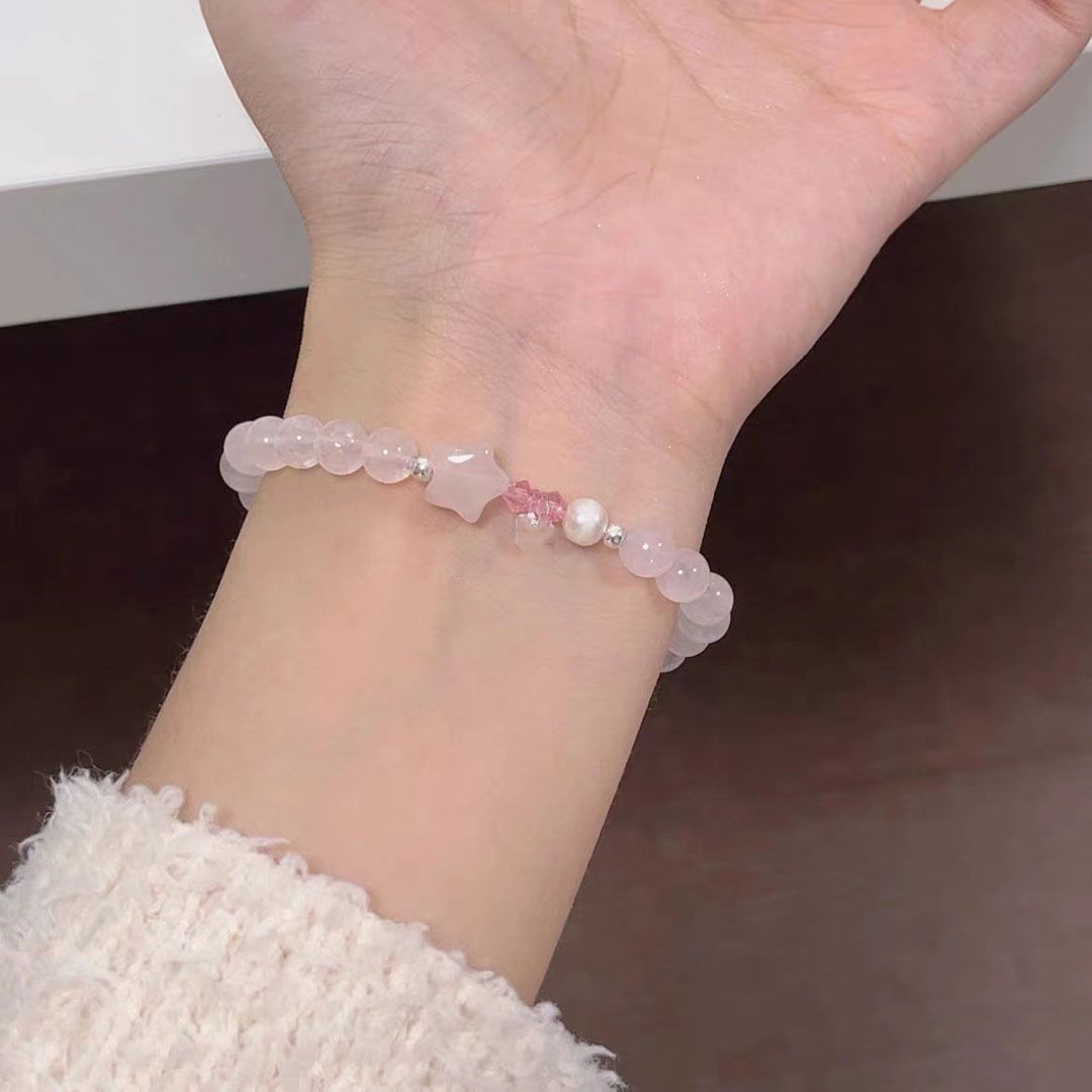 Elegante Rosenquarz Dehnbare Armbanduhr Karnz