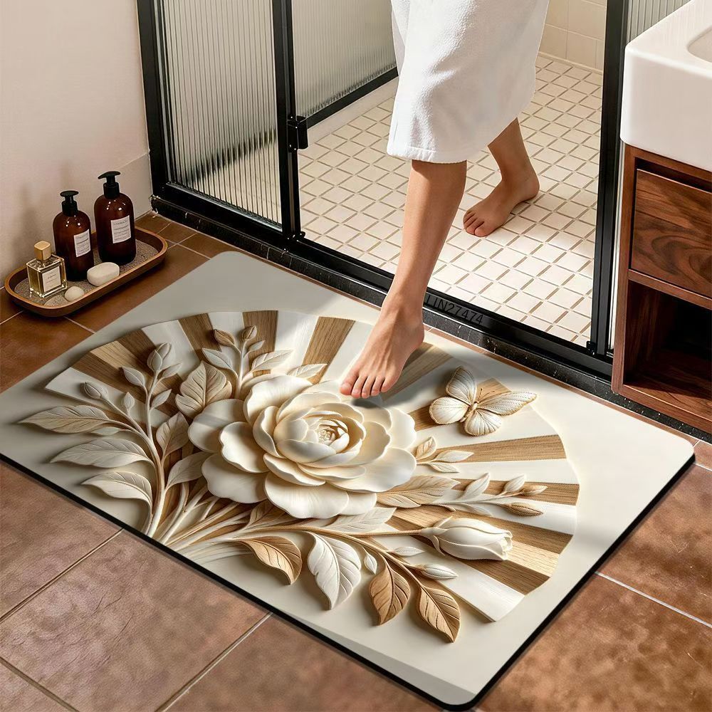 Premium Floral Design Badteppich Karnz