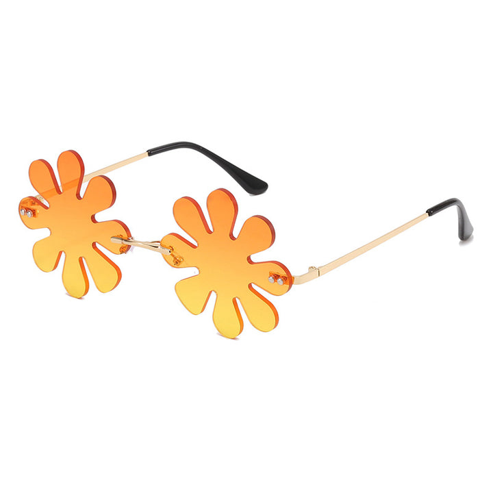 Damen Verspielte Blumen-Sonnenbrille mit stilvollem Metallrahmen Karnz
