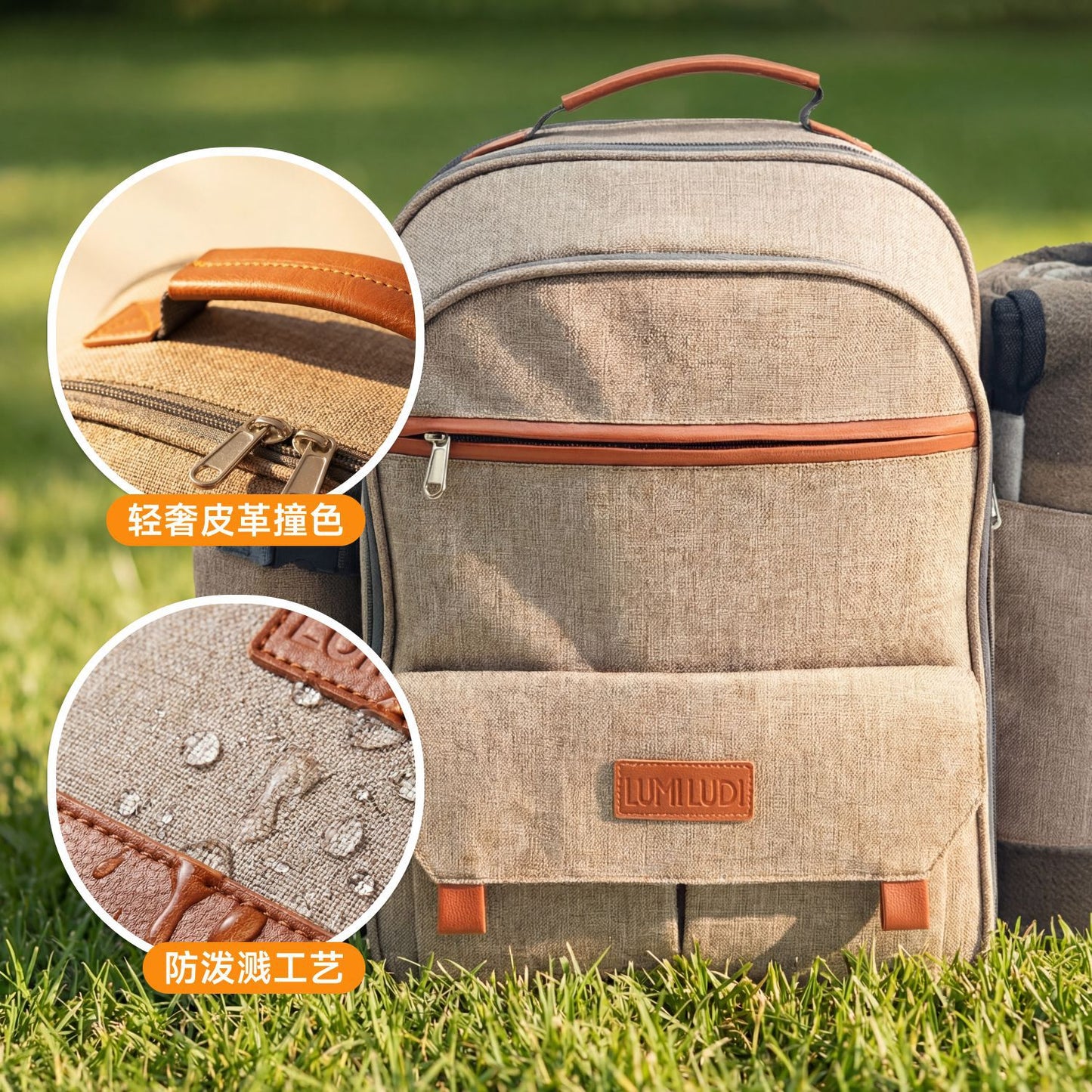 Damen Picknickrucksack mit umfangreichem Geschirrset und isolierter Kühlfunktion Karnz