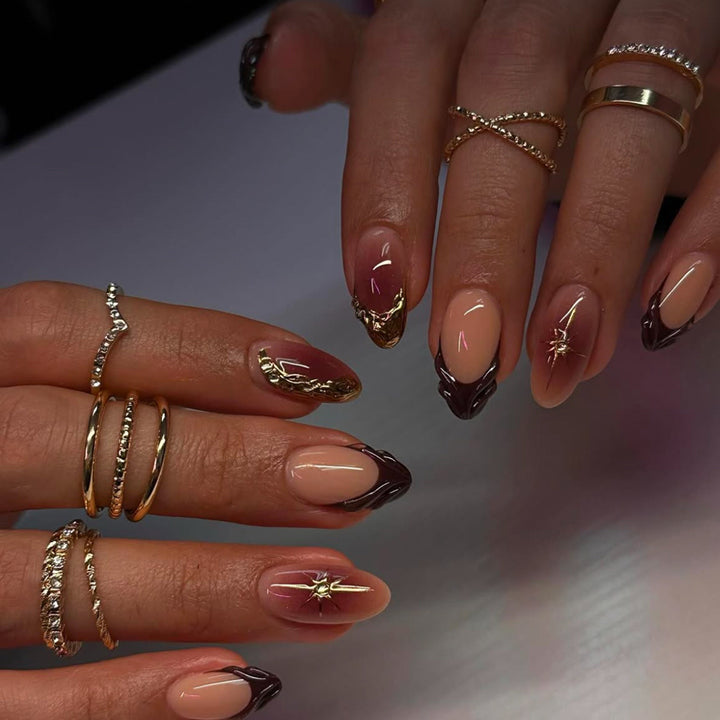 Künstlerische mandelförmige Press-On-Nagelkunst Karnz