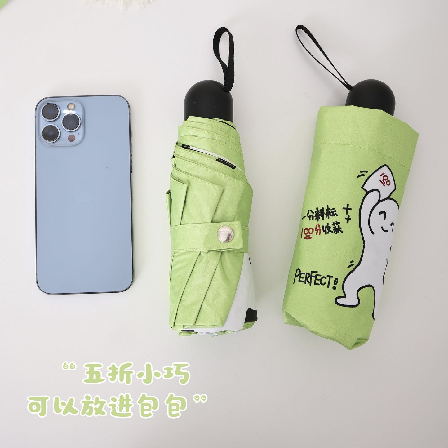 Damen Faltregenschirm mit kreativem Design und praktischem Tragetasche Karnz