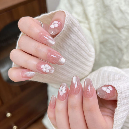 Dekorative Press-On Nagelverlängerungen mit floralem Design Karnz