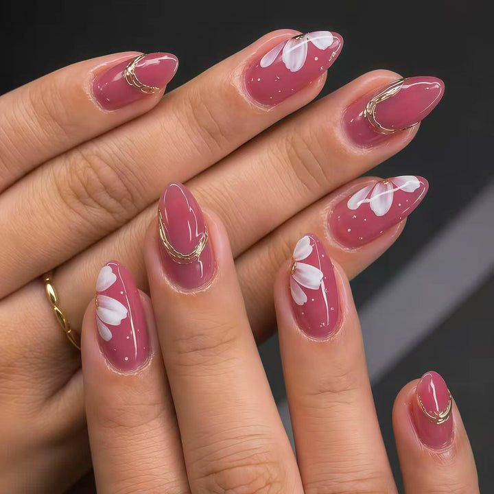 Künstlerisches Floral Press-On Nagelkunst Set