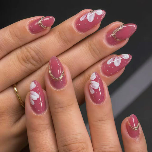 Künstlerisches Floral Press-On Nagelkunst Set